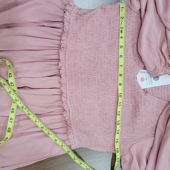 MEROKEETY Women's Long Sleeve Smocked V-neck High Waist Ruffle Tier Midi Dress - Picture 6 of 15